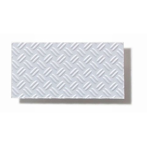 Textured polystyrene sheet, through-stamped, small 175 x 300, checker-plate Duett, white, app. 1:25