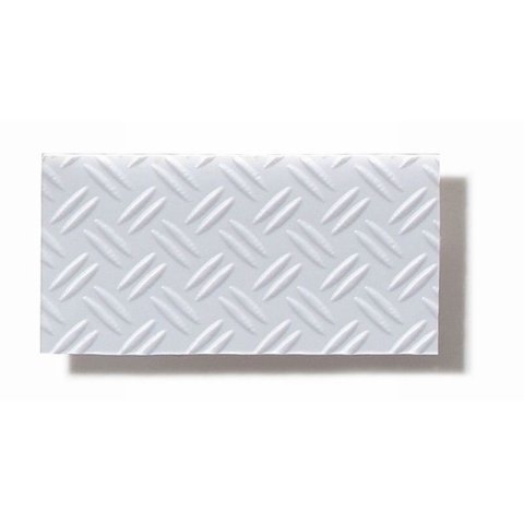 Textured polystyrene sheet, through-stamped, small 175 x 300, checker-plate Duett, white, app. 1:10