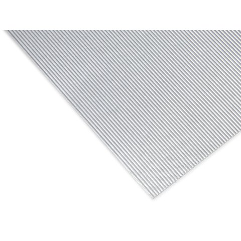 Corrugated cardboard strips, coloured 175 x app 500 mm fine, h=0.5 th=1.5 slvr silk-glos