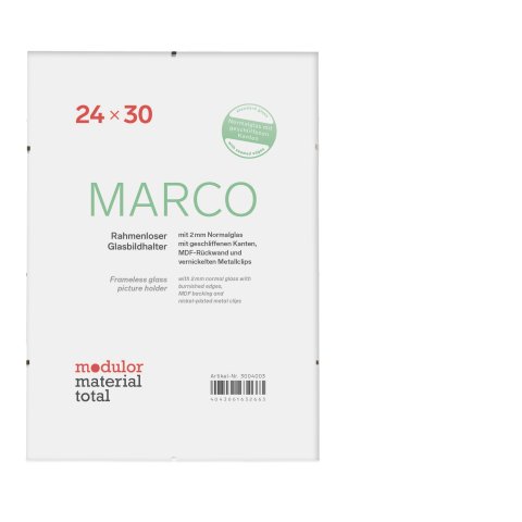 Marco Rahmenloser Glasbildhalter 24 x 30 cm, 2 mm Normalglas