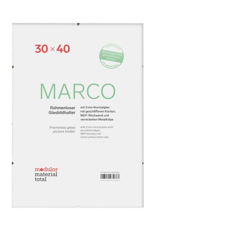 Marco Rahmenloser Glasbildhalter 30 x 40 cm, 2 mm Normalglas