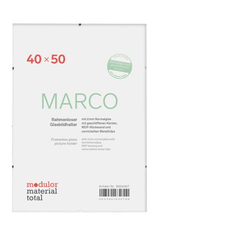 Marco porta-immagine senza cornice 40 x 50 cm, 2 mm vetro normale