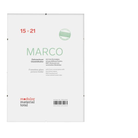 Marco Rahmenloser Glasbildhalter 15 x 21 cm, 2 mm Normalglas