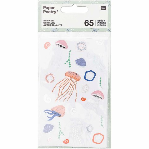Paper Poetry Stickers self-adhesive, Hotfoil 95 x 150 mm, jellyfish, 65 pieces