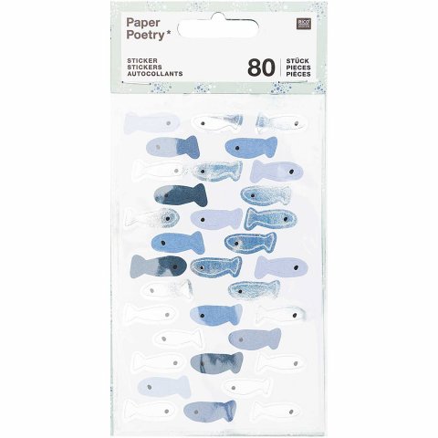 Paper Poetry Sticker selbstklebend, Hotfoil 95 x 150 mm, Fische, 80 Stück