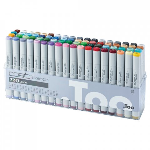Copic Sketch sets, set of 72 set B,60 colours, 11 grey, colorless blender