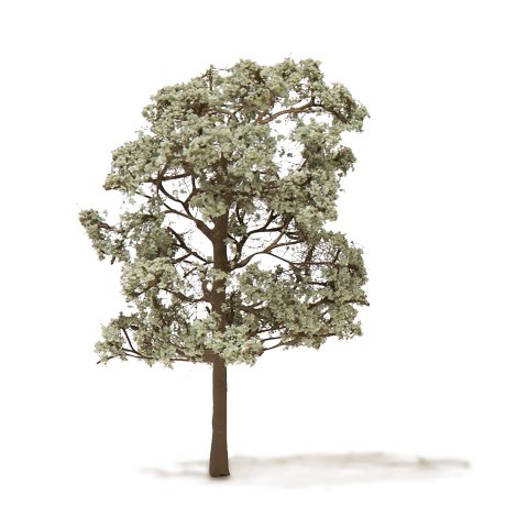 Etched brass deciduous trees h=70 mm, pastel blue-green, brown trunk