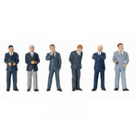 Figuras detalladas Preiser, coloreadas, 1:200 6 diferentes Empresarios, de pie (80910)