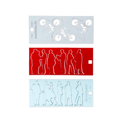 Acrylic silhouette figures, laser cut, 1:50 style 1 figures,4 indiv. & one pair, colourless