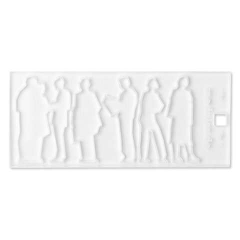 Silhouettes in vetro acrilico, taglio laser 1:50 Figure 1, 4 singole e 1 doppia cifra, incolore