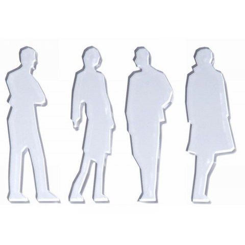 Acrylic silhouette figures, laser cut, 1:25 style 1 figure (man), 1 piece, colourless