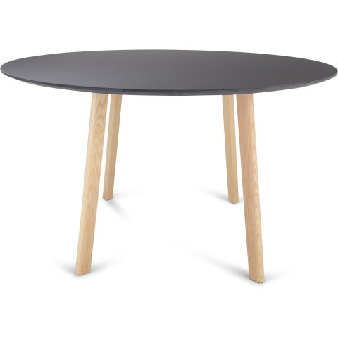 Modulor Y8 table frame, natural ashwood, 10° MDF Linoleum 4166, beveled edge, 21x ø 1200 mm