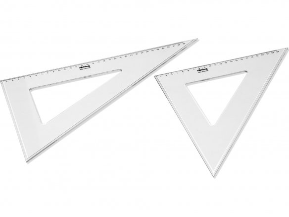 Rotring plastic set square (triangle), colourless, set of 2
