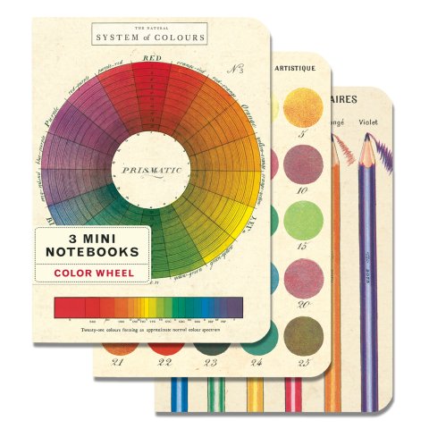 Cavallini Notizbuch Set Mini 10 x 14 cm, 3 St., blanko & liniert, color wheel
