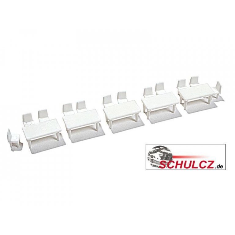 Tische und Stühle im Set, weiß, 1:100