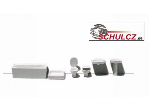 Bathroom set, white, 1:50