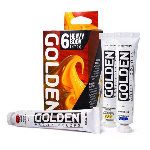 Golden Acrylfarbe Heavy Body, Set Intro, 6 Farben à 22 ml