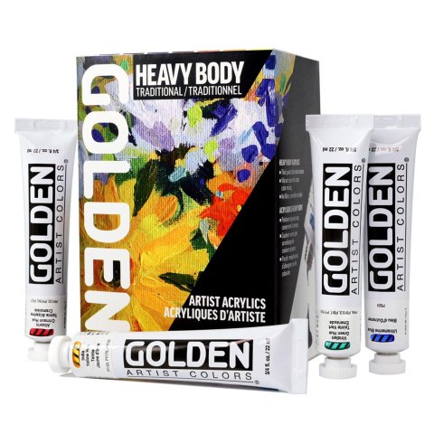 Golden Acrylfarbe Heavy Body, Set Traditional, 8 Farb. 22/59 ml, Glazing Liquid 59ml