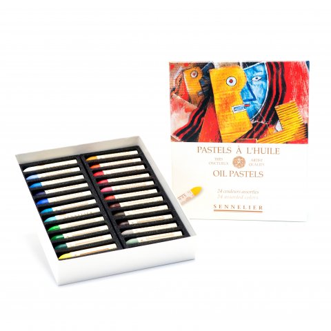 Sennelier à l'écu oil pastels, set cardboard box with 24 crayons, normal colours