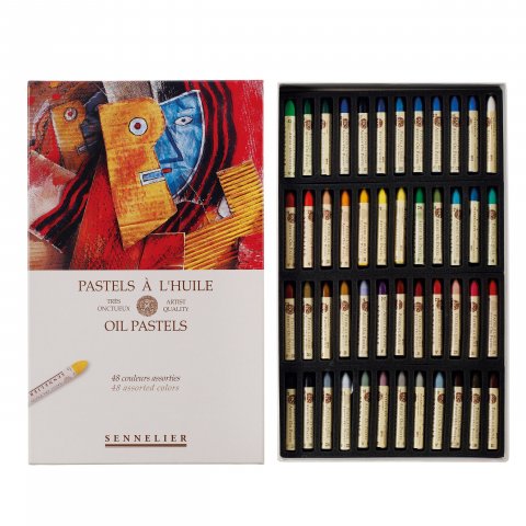 Sennelier à l'écu oil pastels, set cardboard box with 48 crayons, normal colours