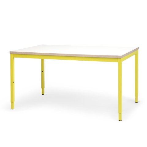 Modulor Tisch M für Kinder, schwefelgelb Melaminplatte weiß, Kante multiplex, 25x680x1200mm