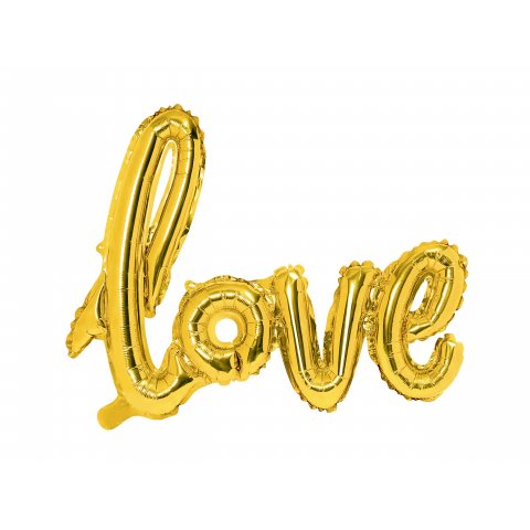 Incisione su palloncini in foil oro, 73 x 59 cm, ''Amore''.