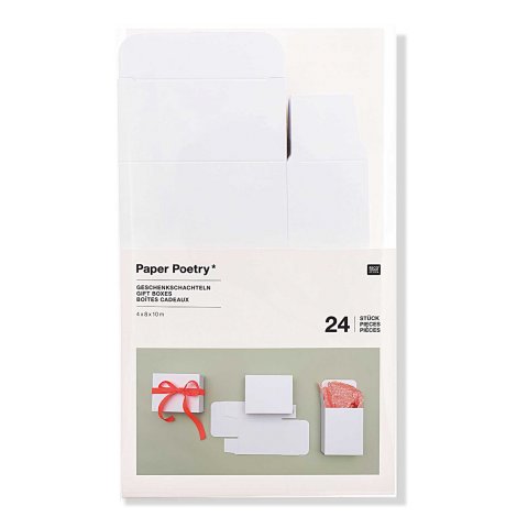 Paper Poetry box regalo 4 x 8 x 10 cm, 24 pezzi, bianco