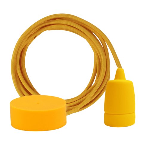 Luminaria colgante de silicona Cable textil 3 m, dosel silicona, amarillo mostaza