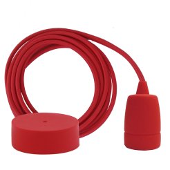 Lamp pendant silicone Textile cable 3 m, canopy silicone, red