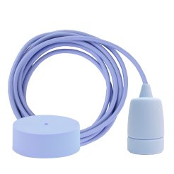Lamp pendant silicone Textile cable 3 m, canopy silicone, baby blue