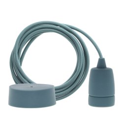 Lamp pendant silicone Textile cable 3 m, canopy silicone, ocean blue