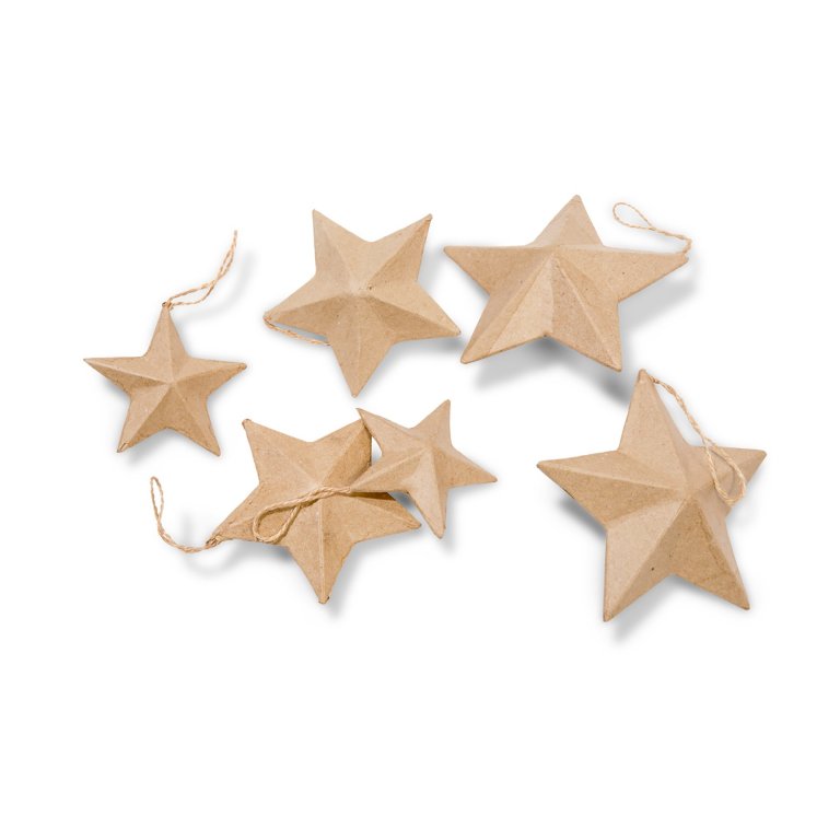 Paper mache Christmas star for hanging, brown
