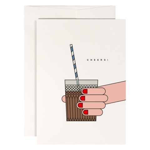 Red Fries greeting card DIN A6, folding card + envelope, Cheers