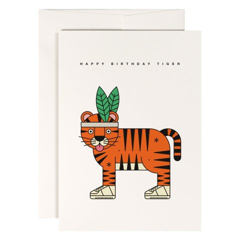 Redfries Grußkarte DIN A6/C6, Klappkarte mit Kuvert, High five tiger