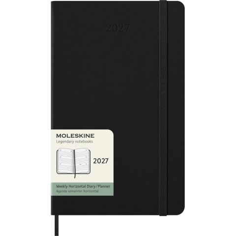 Moleskine Wochenkalender 12 Monate Diary Planner 2027, A5, Hardcover, schwarz, horizontal (9677)