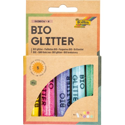 Bio Glitzer, Set 5 Stück, je 7 g, zum Streuen, 5 Farben