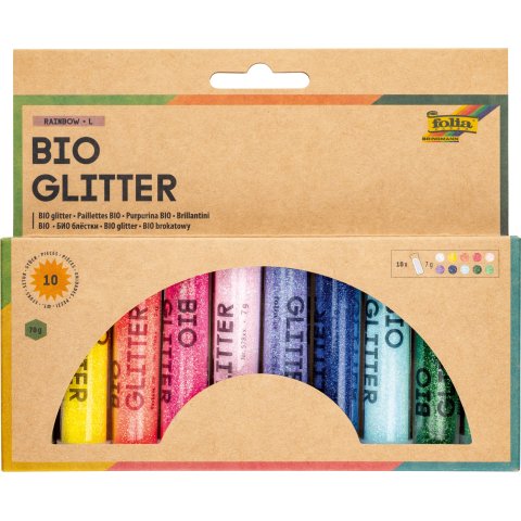 Bio Glitzer, Set 10 Stück, je 7 g, zum Streuen, 10 Farben