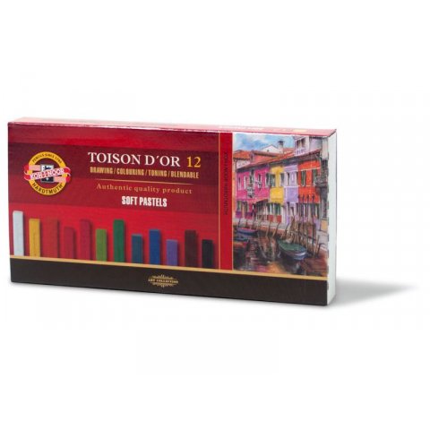Crayones Pastel Toison d'Or Soft Pastels, Set Juego de 12 colores (8582), sin aceite, angulares