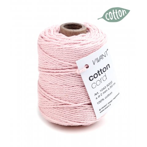 Cotton Cord cordino in cotone, uni ø ca. 2 mm, l = 50 m, rosa infernale