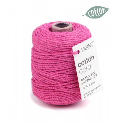 Cordón de algodón Cordón de algodón, monocromo ø aprox. 2 mm, l = 50 m, rosa