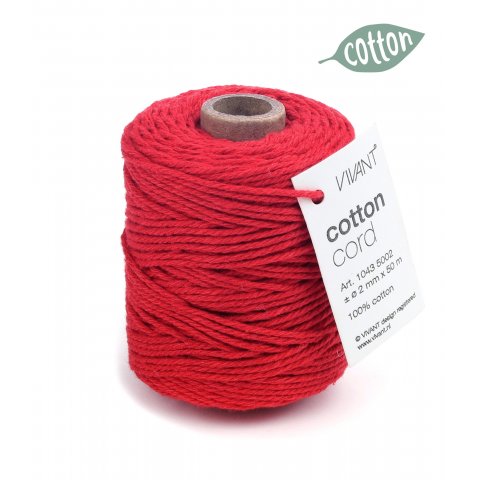 Cotton Cord Baumwollschnur, einfarbig ø ca. 2 mm, l = 50 m, rot