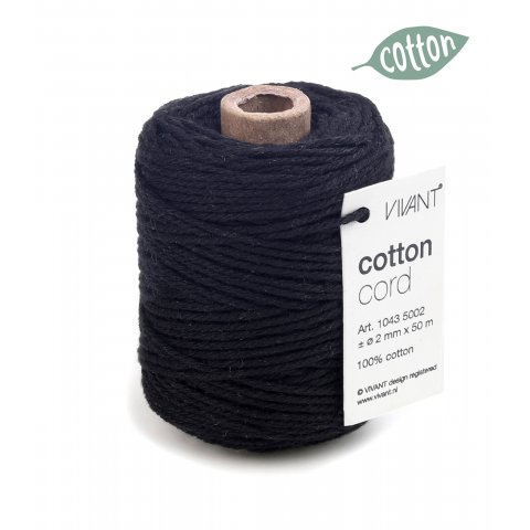 Cordón de algodón Cordón de algodón, monocromo ø aprox. 2 mm, l = 50 m, azul oscuro