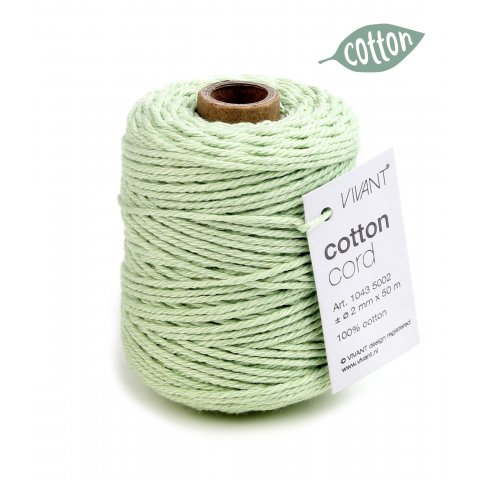Cordón de algodón Cordón de algodón, monocromo ø aprox. 2 mm, l = 50 m, menta