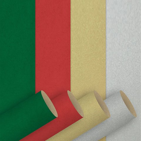 Kraftpapier Rolle unifarben b = 1 m, l = 3 m, 100 % Recycling, farbig sortiert