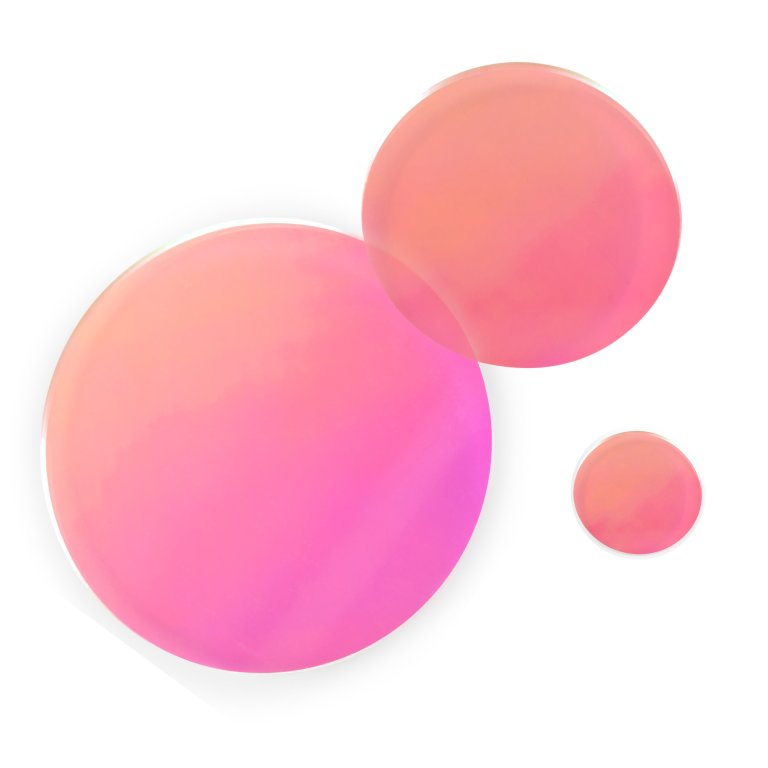 Vidrio acrílico GS transparente círculo iridiscente