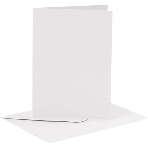 Blank card set 6 folding cards A6 & envelopes C6, white
