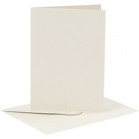 Blank card set 6 folding cards A6 & envelopes C6, cream