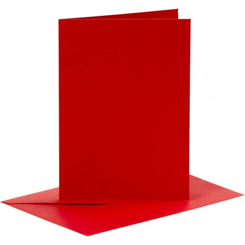 Blank card set 6 folding cards A6 & envelopes C6, red