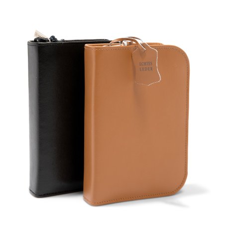 Brunnen leather pen case incl. colour pencil, ruler, eraser, sharpener, bla