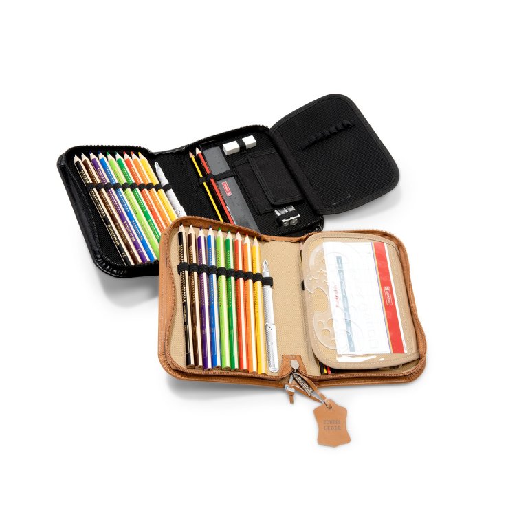 Estuche De Piel Con Forma De S, Estilo Vintage, Estuche Para Lápices, Estuche Para Lápices, Estuche De Piel, Con Cremallera Para Escuela, Trabajo, Oficina